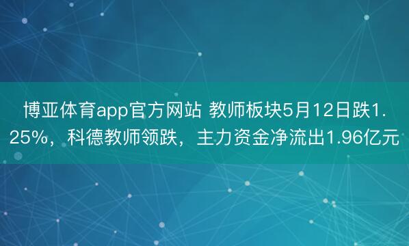 博亚体育app官方网站 教师板块5月12日跌1.25%，科德教师领跌，主力资金净流出1.96亿元
