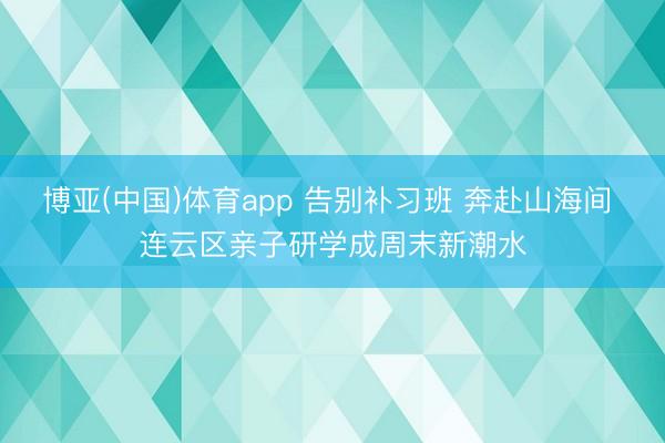 博亚(中国)体育app 告别补习班 奔赴山海间 连云区亲子研学成周末新潮水