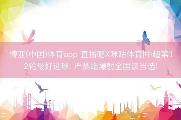 博亚(中国)体育app 直播吧X咪咕体育|中超第12轮最好进球: 严鼎皓爆射全国波当选!