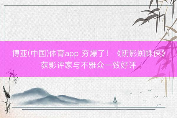 博亚(中国)体育app 夯爆了！《阴影蜘蛛侠》获影评家与不雅众一致好评