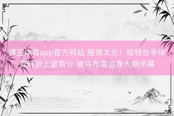 博亚体育app官方网站 胳背太长！哈特合手球冒昧欲上篮取分 被乌布雷追身大帽闭幕