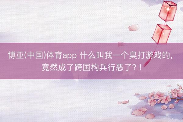 博亚(中国)体育app 什么叫我一个臭打游戏的， 竟然成了跨国构兵行恶了? !