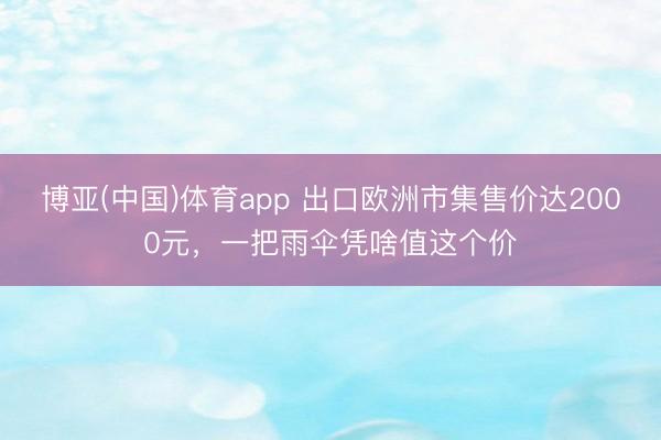 博亚(中国)体育app 出口欧洲市集售价达2000元，一把雨伞凭啥值这个价