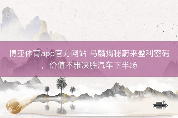 博亚体育app官方网站 马麟揭秘蔚来盈利密码，价值不雅决胜汽车下半场